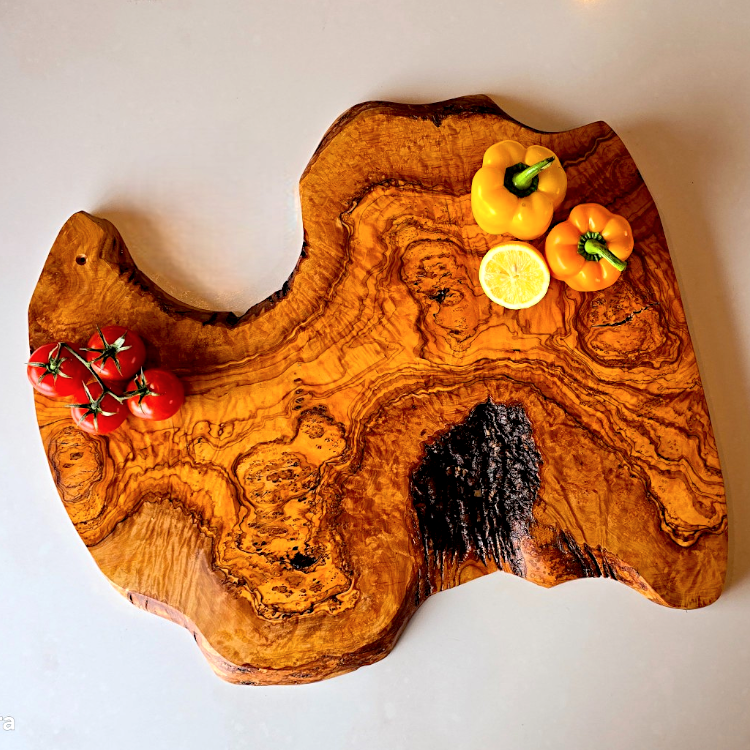Olive Wood Large Solid Irregular Shaped Rustic Handcrafted Charcuterie Board