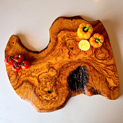 Olive Wood Large Solid Irregular Shaped Rustic Handcrafted Charcuterie Board