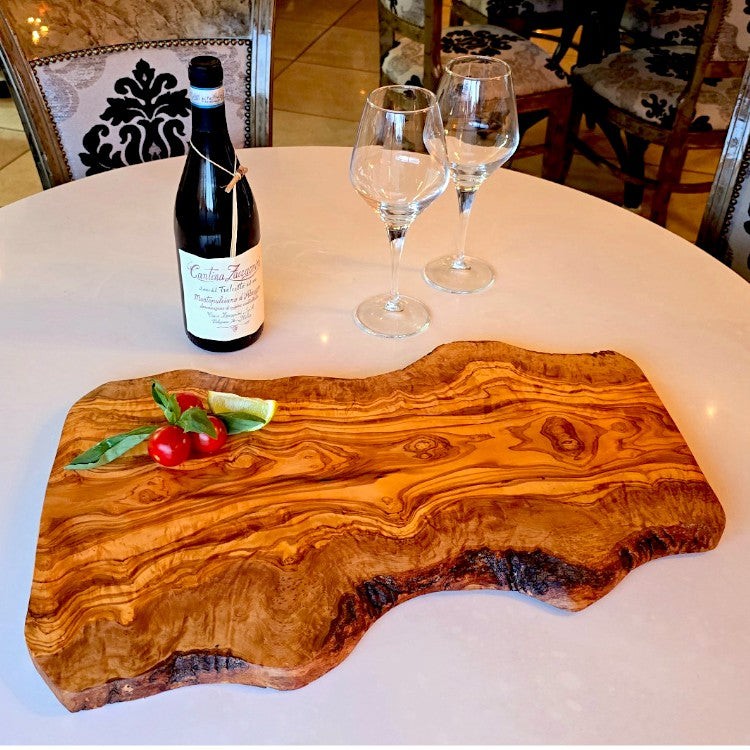 Olive Wood Large Solid Irregular Shaped Rustic Handcrafted Charcuterie Board