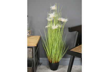 Artificial Grass With White Flowers