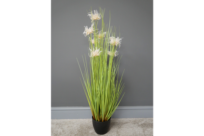 Artificial Grass With White Flowers
