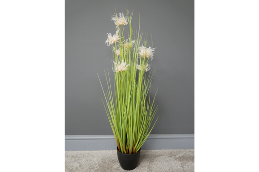 Artificial Grass With White Flowers