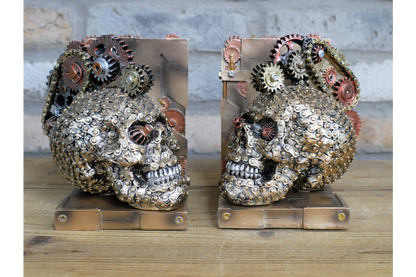 Steampunk Skull Bookends