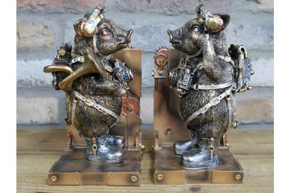 Steampunk Pig Bookends