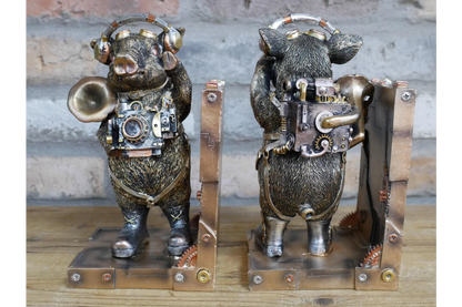 Steampunk Pig Bookends