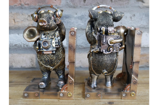 Steampunk Pig Bookends
