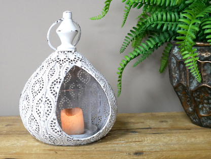 White Moroccan Candle Holder