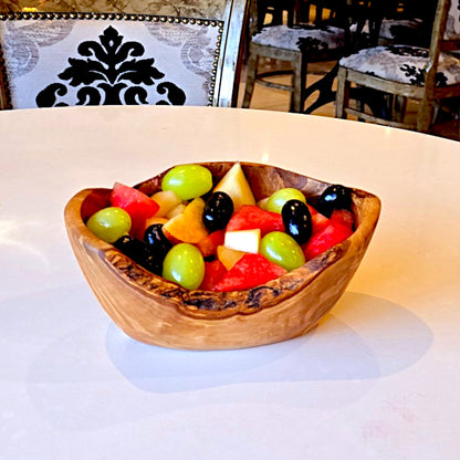 Olive Wood Wooden Fruit Bowl | Irregular Natural Rustic Shape