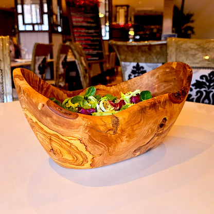 Olive Wood Wooden Fruit Bowl | Irregular Natural Rustic Shape