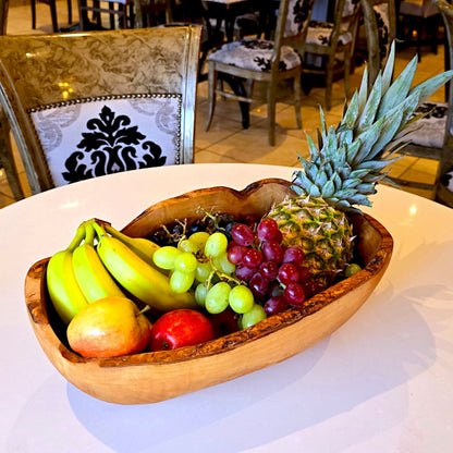 Olive Wood Wooden Fruit Bowl | Irregular Natural Rustic Shape