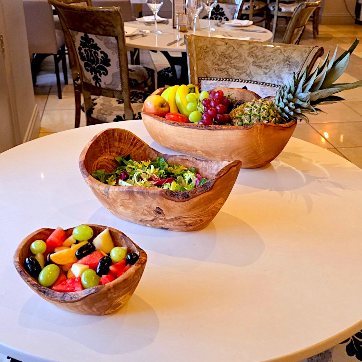 Olive Wood Wooden Fruit Bowl | Irregular Natural Rustic Shape