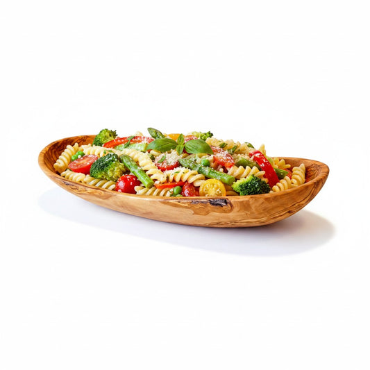 Handcrafted Olive Wood Boat Platter - 40cm or 50cm Large Wooden Serving Bowl
