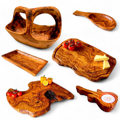 BUNDLE - Fruit Bowl, 2 Boards, 4 Leaf Dishes, Bread Cutting board, Rectangular Dish, Guitar Tealight