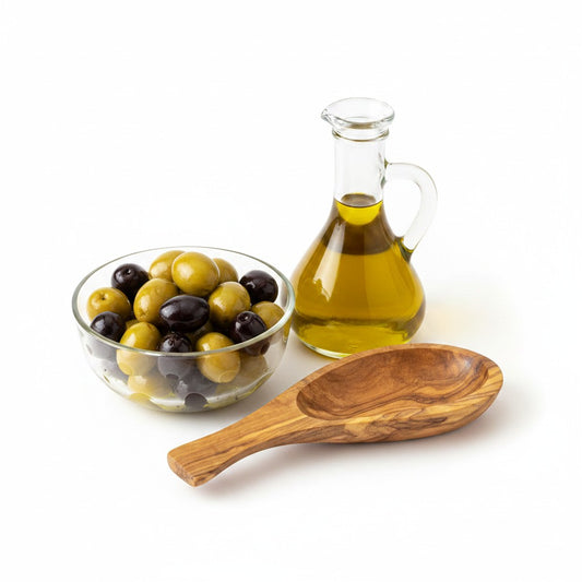 Handcrafted Olive Wood Serving Scoop & Appetizer Dish (20x8x3 cm) | Natural Rustic Grain