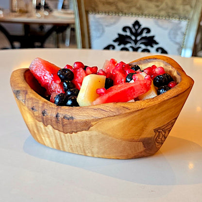 Olive Wood Natural Shape Rustic Hand Carved Snack/Side Bowl