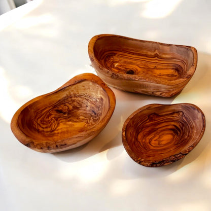 Olive Wood Natural Shape Rustic Hand Carved Snack/Side Bowl