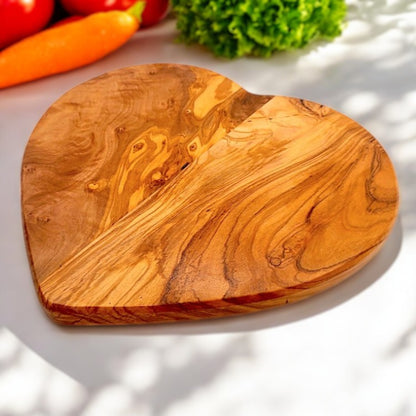 Olive Wood Handcrafted Heart Shaped Charcuterie Wooden Chopping/Cutting/Cheese Serving Board