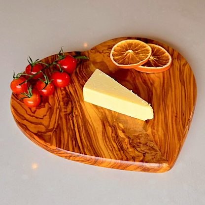 Olive Wood Handcrafted Heart Shaped Charcuterie Wooden Chopping/Cutting/Cheese Serving Board