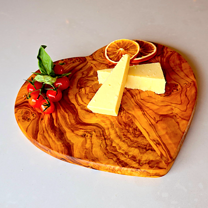 Olive Wood Handcrafted Heart Shaped Charcuterie Wooden Chopping/Cutting/Cheese Serving Board