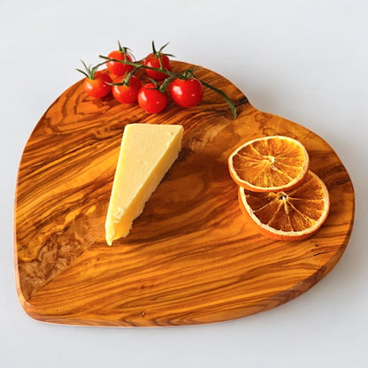 Olive wood Set for cheese lover, heart board and dish, olive picker, cheese knife, knife holder