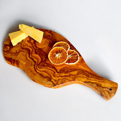 Olive Wood Large Irregular Shaped Wooden Chopping Board With Handle | Various Sizes