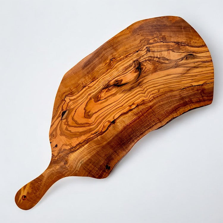 Olive Wood Large Irregular Shaped Wooden Chopping Board With Handle | Various Sizes