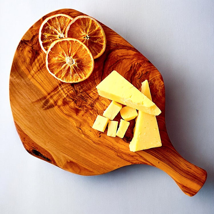 Olive Wood Large Irregular Shaped Wooden Chopping Board With Handle | Various Sizes