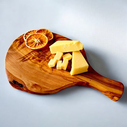 Olive Wood Large Irregular Shaped Wooden Chopping Board With Handle | Various Sizes