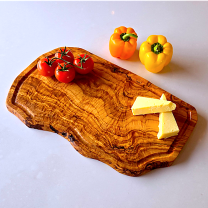 Large Olive Wood Chopping Board With Groove Irregular Shaped Cutting/Charcuterie/Cheese/Meat/Serving Board | Various Sizes