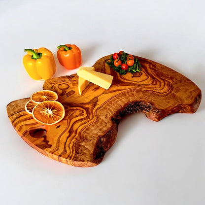 Olive Wood Handcrafted Irregular Shaped Charcuterie Wooden Cutting/Chopping Board with Hole