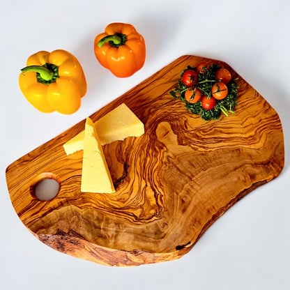 Olive Wood Handcrafted Irregular Shaped Charcuterie Wooden Cutting/Chopping Board with Hole