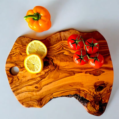 Olive Wood Handcrafted Irregular Shaped Charcuterie Wooden Cutting/Chopping Board with Hole