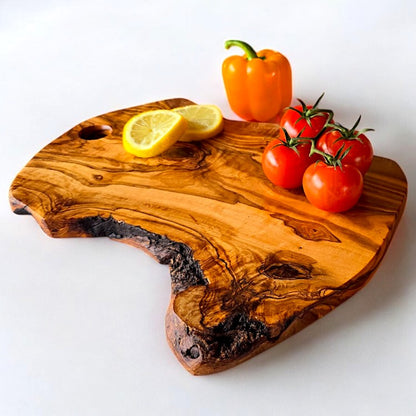 Olive Wood Handcrafted Irregular Shaped Charcuterie Wooden Cutting/Chopping Board with Hole