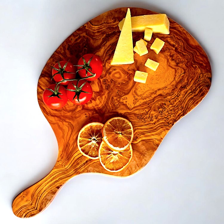 Olive Wood Charcuterie Handcrafted Small Cutting/Chopping Board W/ Handle