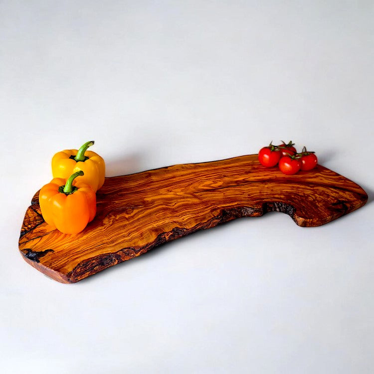 Olive Wood Handcrafted Slim Shaped Rustic Wooden Charcuterie Cheese Board | Various Sizes