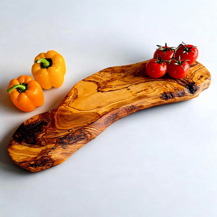 Olive Wood Handcrafted Slim Shaped Rustic Wooden Charcuterie Cheese Board | Various Sizes