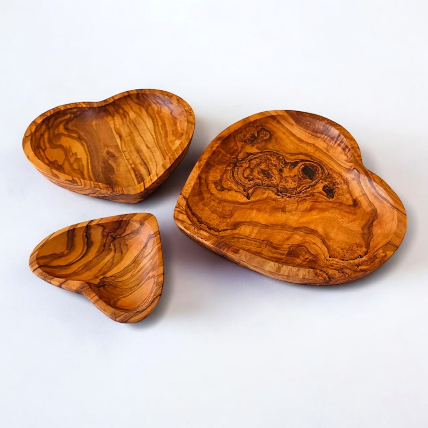 Olive Wood Heart Shaped Wooden Dish | Small | Medium | Large | Set