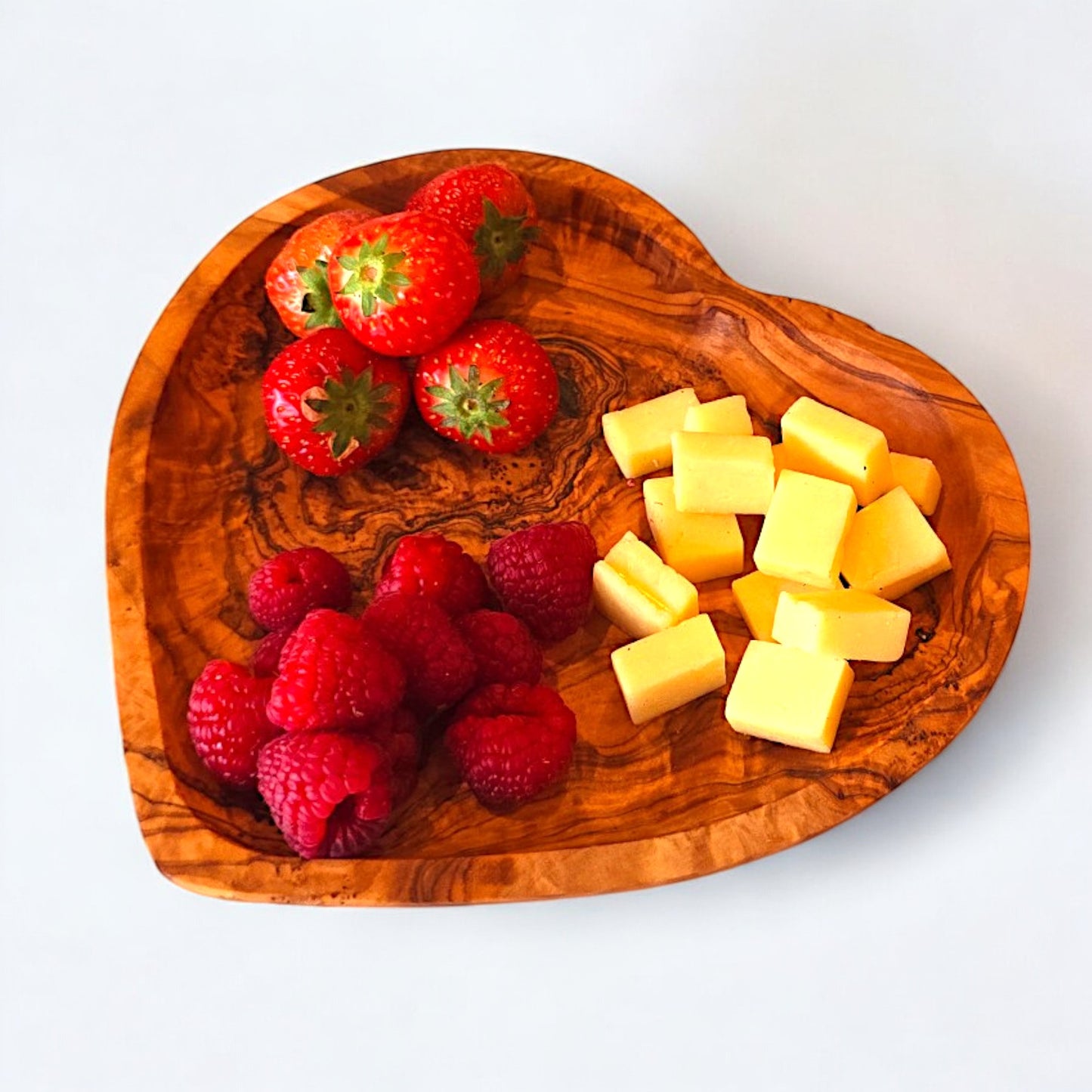 Olive wood Set for cheese lover, heart board and dish, olive picker, cheese knife, knife holder