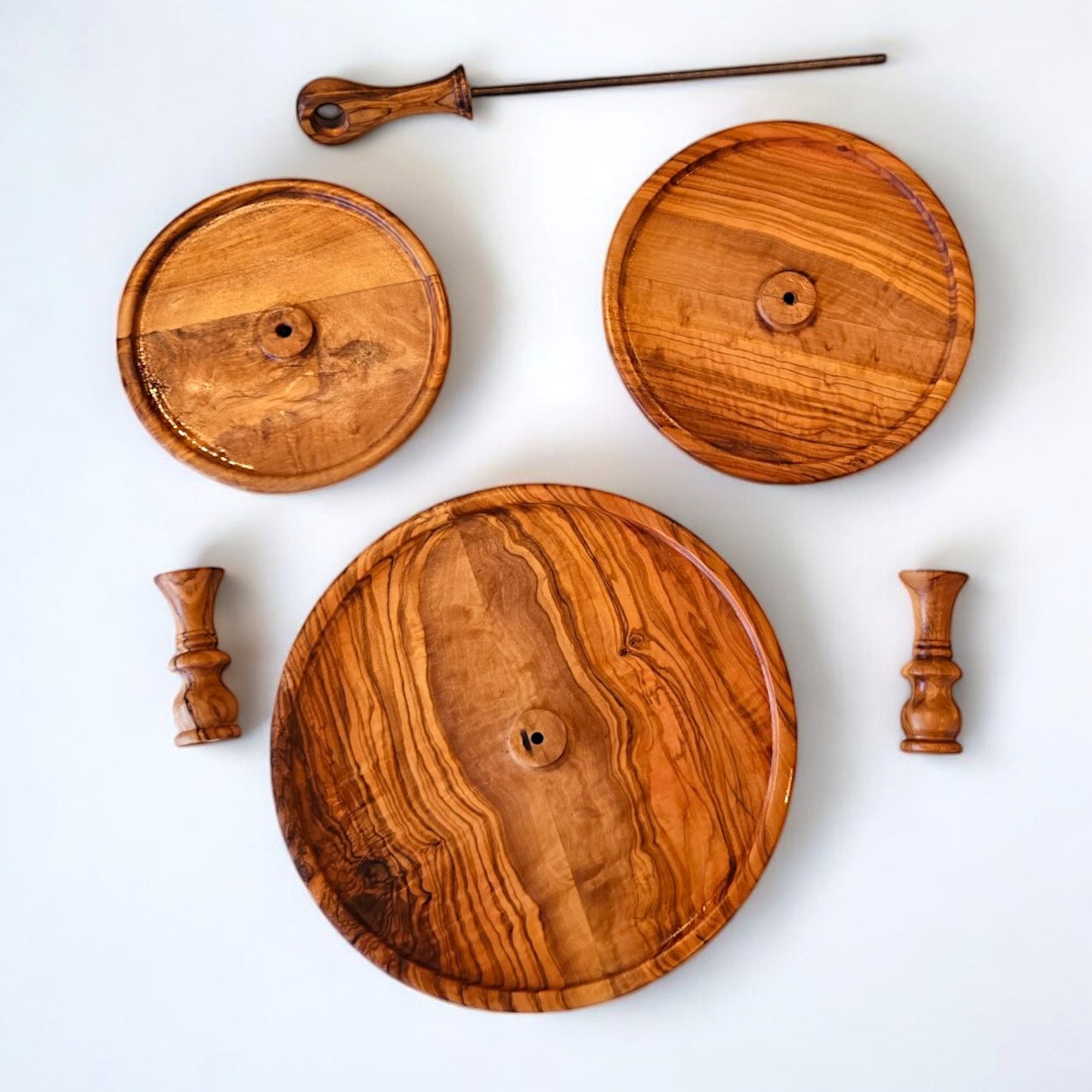 Olive Wood 3 Tiered Serving Tray/Platter Dining Room Centrepiece For Dinner Parties