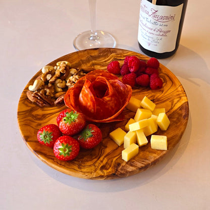 Olive Wood Set of 3 Round Wooden Plates with Round Edge, plate set, kitchen, restaurant, Sustainably Sourced, Eco-Friendly, handmade, gift