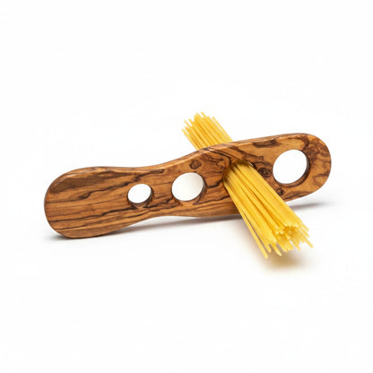 Handcrafted Olive Wood Spaghetti Measure - 4 Hole Pasta Portioning Gadget
