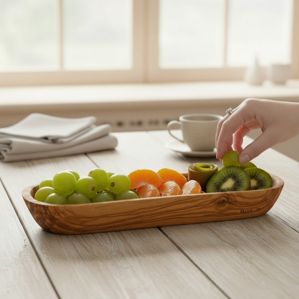 Handcrafted Olive Wood Boat Serving Trays - Individual or Nesting Platter Set