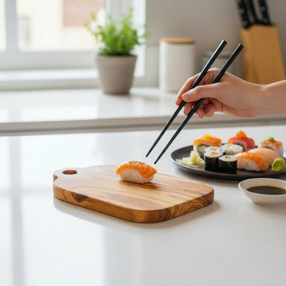 Handmade Olive Wood Mini Charcuterie Board with Handle | Small Cheese & Antipasti Serving Board | Natural Grain | 25 cm