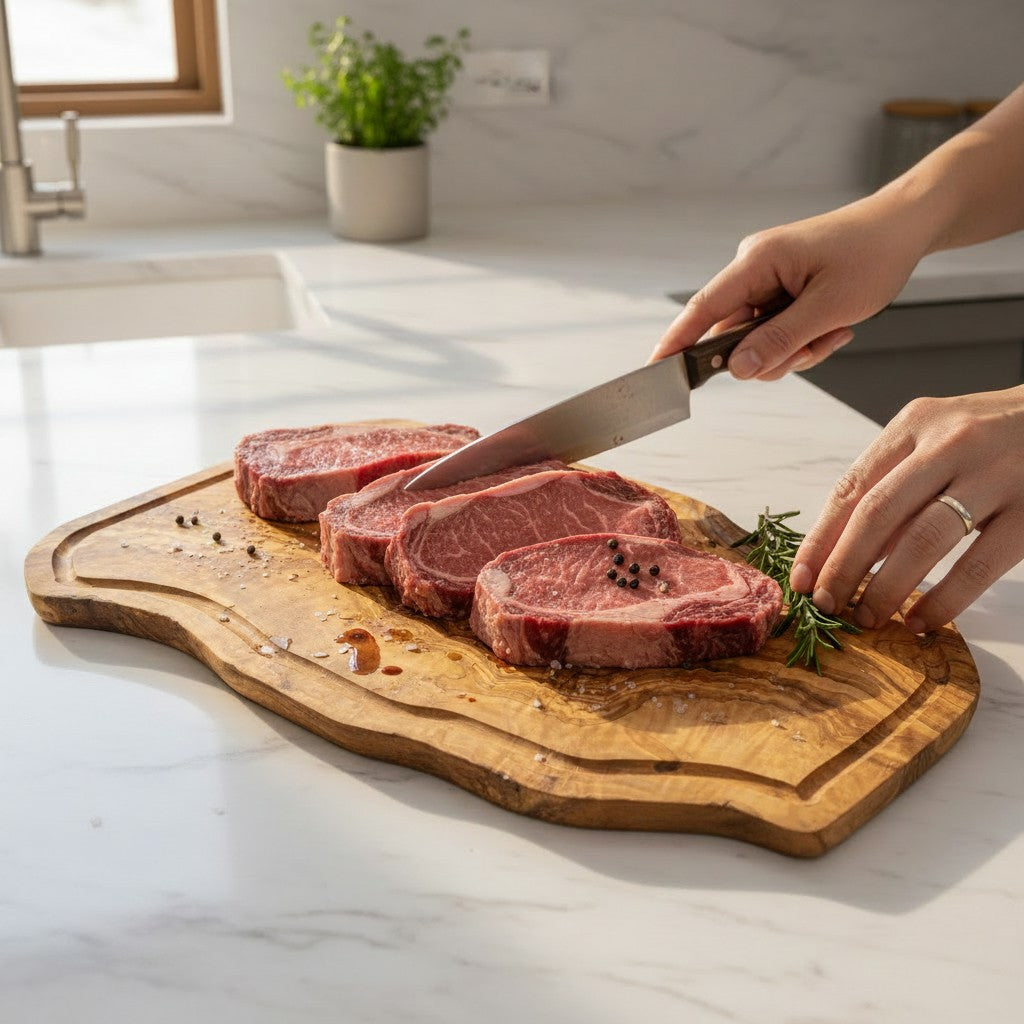 Handmade Olive Wood Rustic Freeform Cutting Board | Live Edge Meat & Charcuterie Serving Board | Antibacterial | 35–60 cm