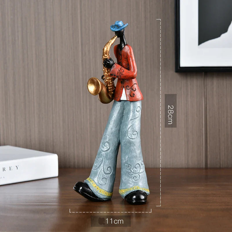 Creative Resin Jazz Band Sculptures – Colorful Musician Home Decor