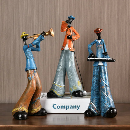 Creative Resin Jazz Band Sculptures – Colorful Musician Home Decor