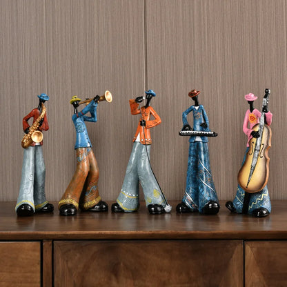 Creative Resin Jazz Band Sculptures – Colorful Musician Home Decor