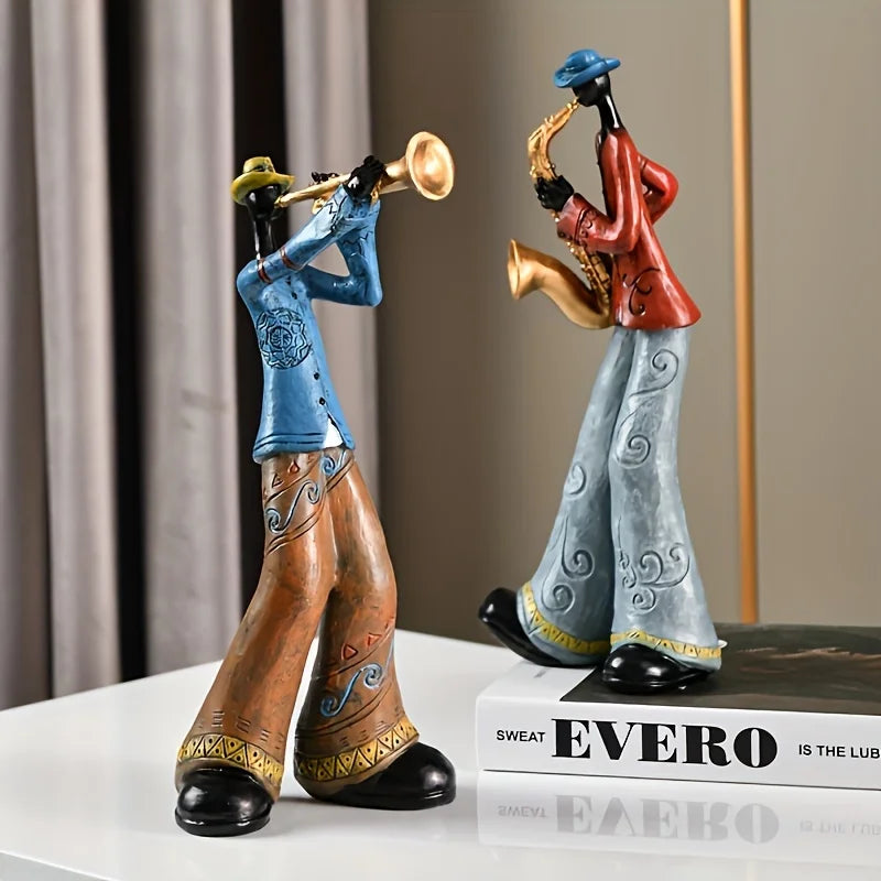 Creative Resin Jazz Band Sculptures – Colorful Musician Home Decor