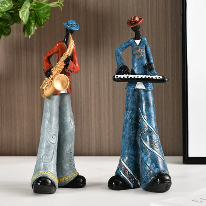 Creative Resin Jazz Band Sculptures – Colorful Musician Home Decor