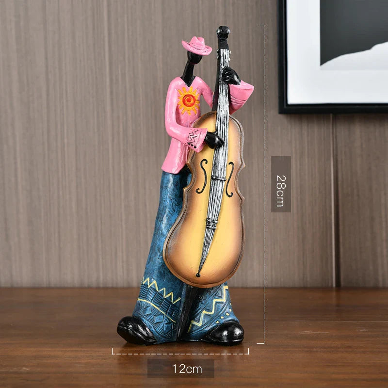 Creative Resin Jazz Band Sculptures – Colorful Musician Home Decor